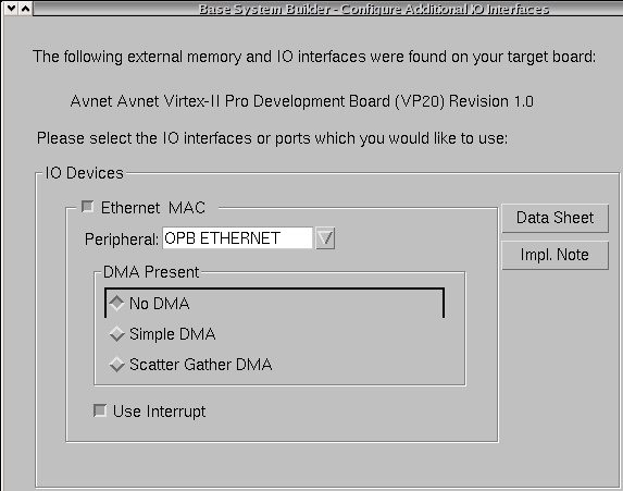 Choix des périphériques externes (Ethernet)